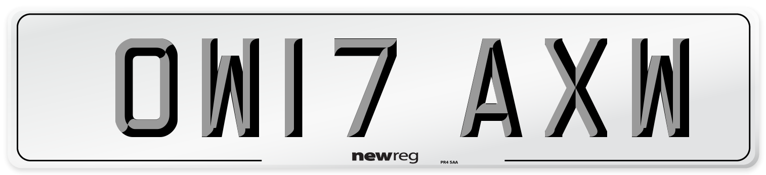 OW17 AXW Number Plate from New Reg